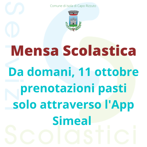 Mensa Scolastica, da domani prenotazione solo attraverso l'App
