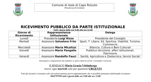 Appuntamenti con il pubblico, la Giunta riceve tutti i giorni: ecco la disposizione e gli orari